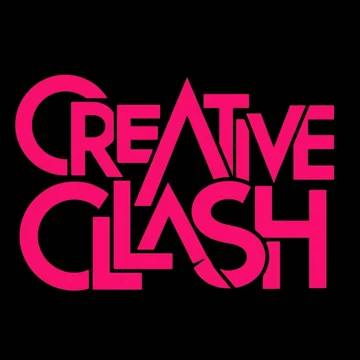 Creative Clash logo in bold pink lettering on black