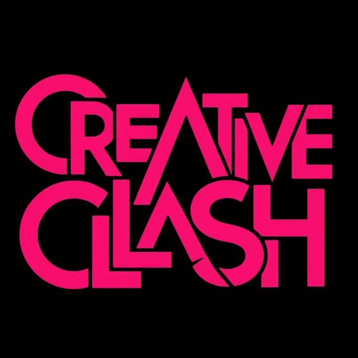 Creative Clash logo in bold pink lettering on black